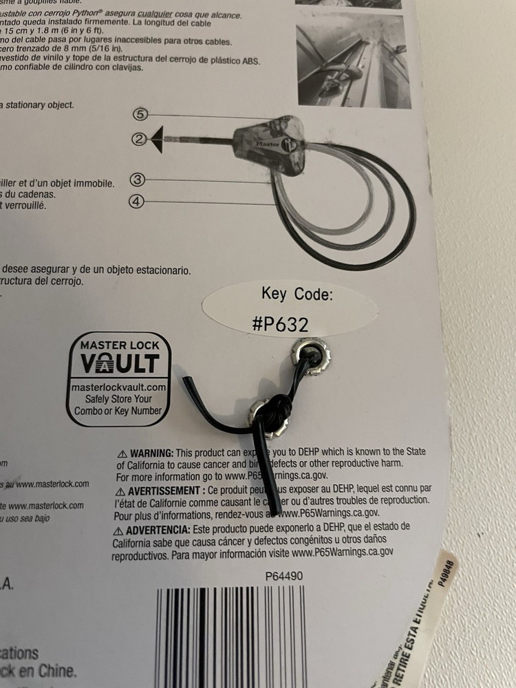 2 Master Lock 6Ft Python Adjustable Locking Cable Matching Key P632 Pair Camo