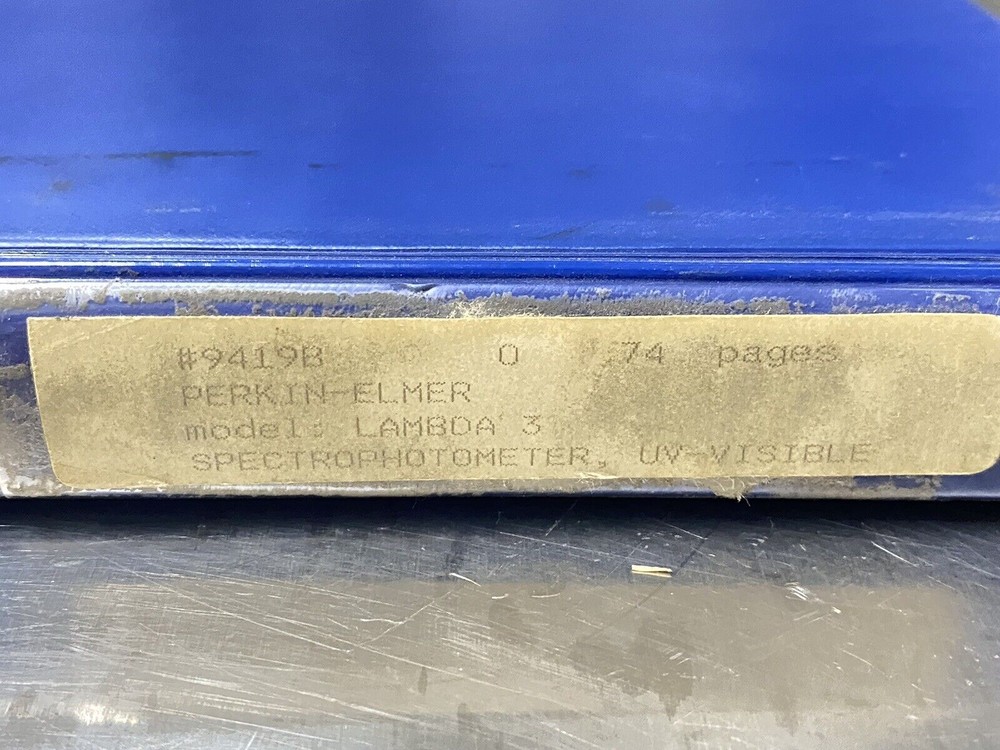Perkin Elmer PE Lambda 3 Spectrophotometer UV Visible - Users Guide / Manual