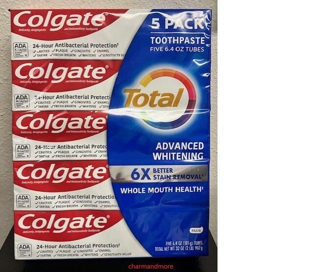 Colgate Total Advanced Whitening Toothpaste 5 Pack, 6.4oz Each