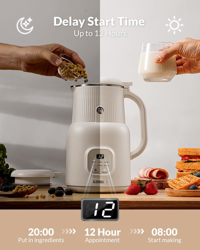 User-Friendly Automatic Nut Milk Maker with 2-Hour Keep Warm Function - 20oz