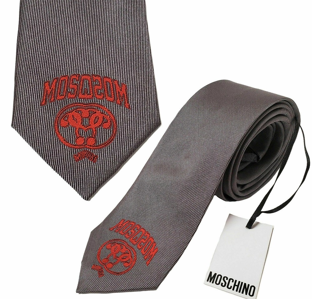 MOSCHINO TIE WOVEN SILK DOUBLE QUESTION MARK NEW AUTH