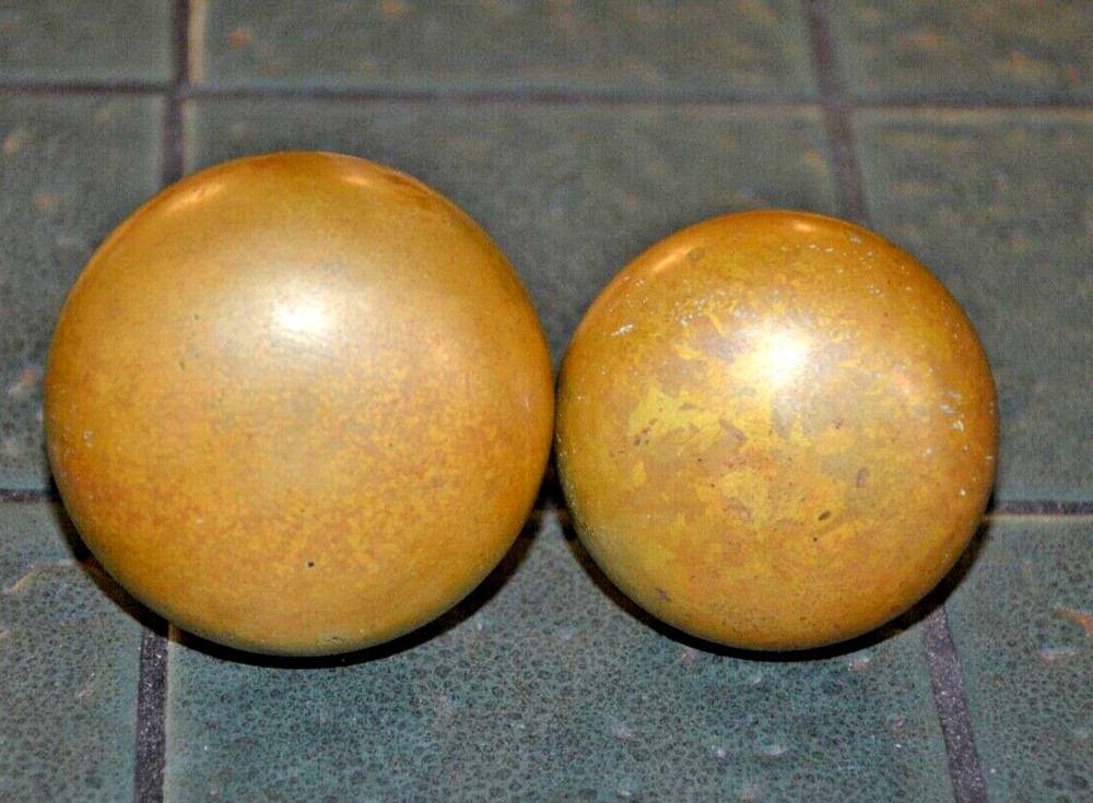 Door Knobs 2 1/4" Vintage Pr Antique BRASS