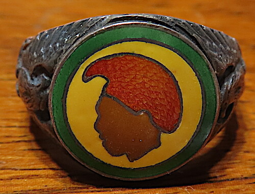 RARE 1940'S HAWAII NATIONAL GUARD RING, STERLING, ENAMEL, NO ABUSE, EXCELLENT