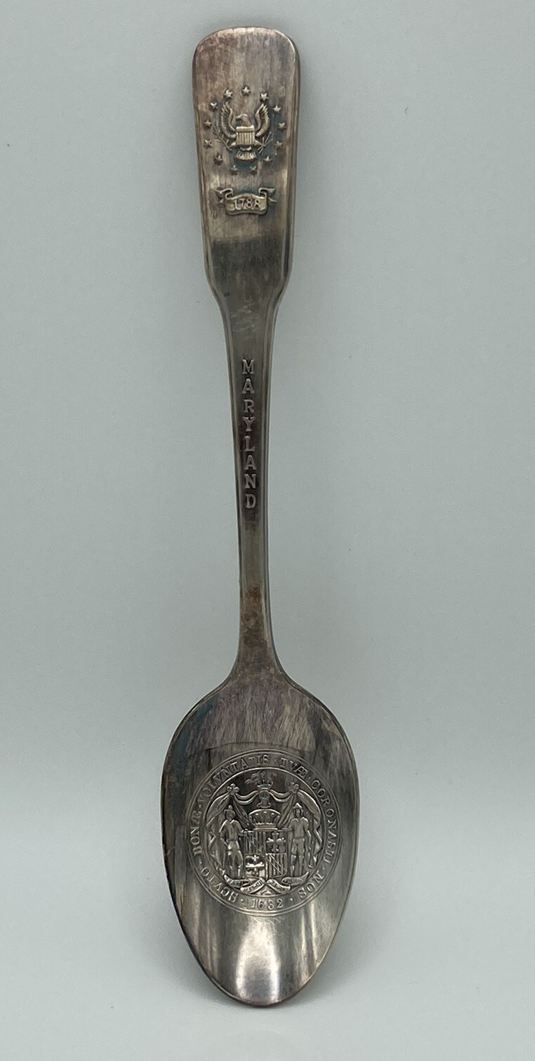 Vintage c1976 Maryland 13 Colonies Commemorative Silver Plated Spoon ~6”