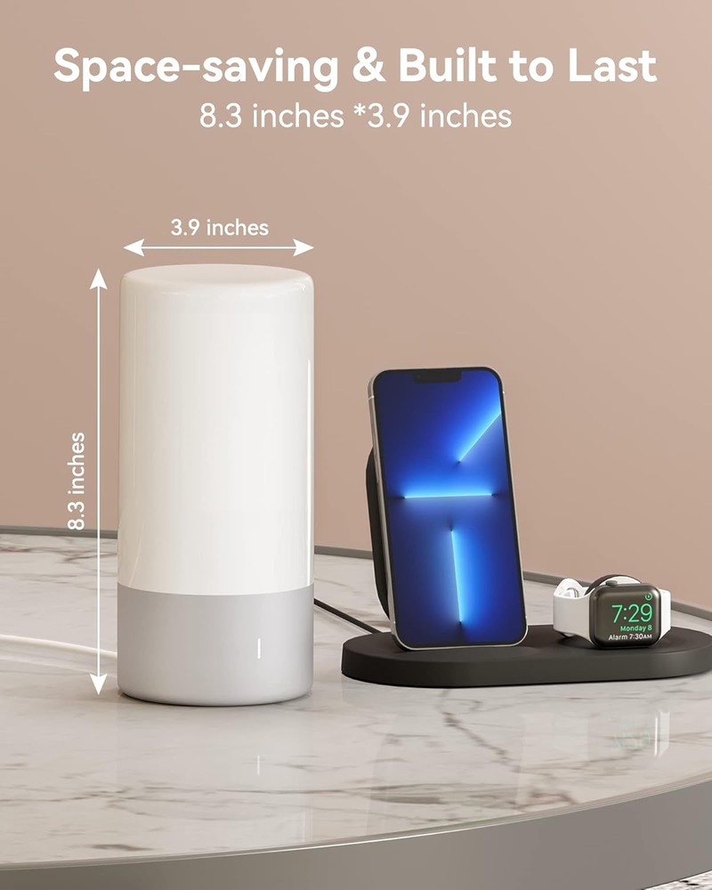 Table Lamp, Bedside Touch Control Lamp for Bedroom 3 Level Dimmable Warm Gray