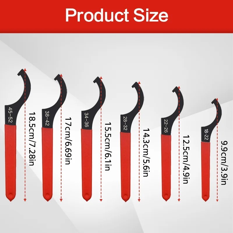 6x Coilover Spanner Wrench Set Adjustable C-Shape Shock Spanner Hook Wrench Tool