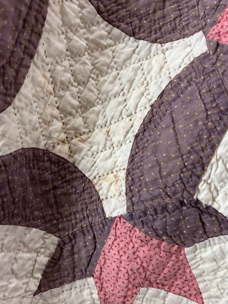 Antique 1800’s Hand Sewn Quilt Tiny Stitches Unique Pattern