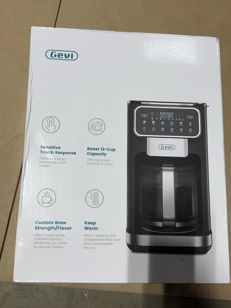 Gevi 12-cup programmable drip coffee maker with touchscreen...