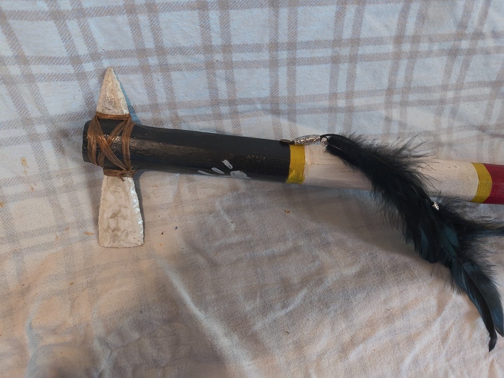 Native inspired white quartz blade tomahawk