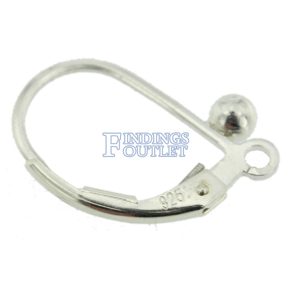 Sterling Silver 925 Leverback Earring Mounting Dangling Setting Loop & 3mm Ball