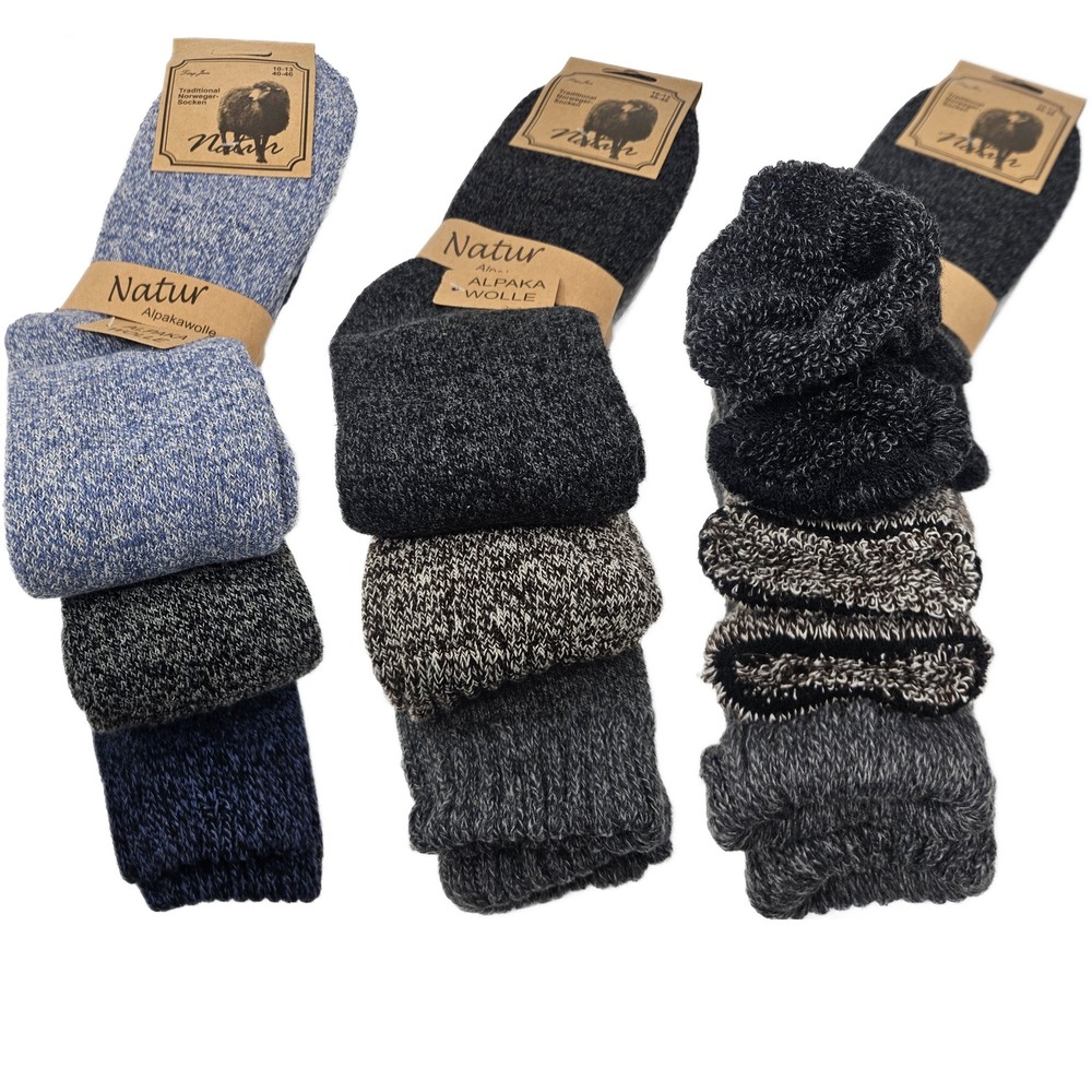 Men Wool Socks Winter Alpaca Solid Warm Boot Casual Thermal Thick 10-13 6-Pack