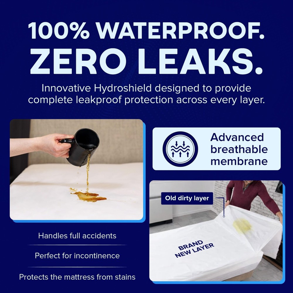 PEELAWAYS Waterproof Disposable Bed Sheets – for Use in Home Mattresses, H