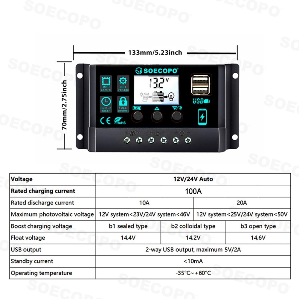 7000W Solar Kit | 200W Panel + 100A Controller | 12V to 110V/220V AC Inverter