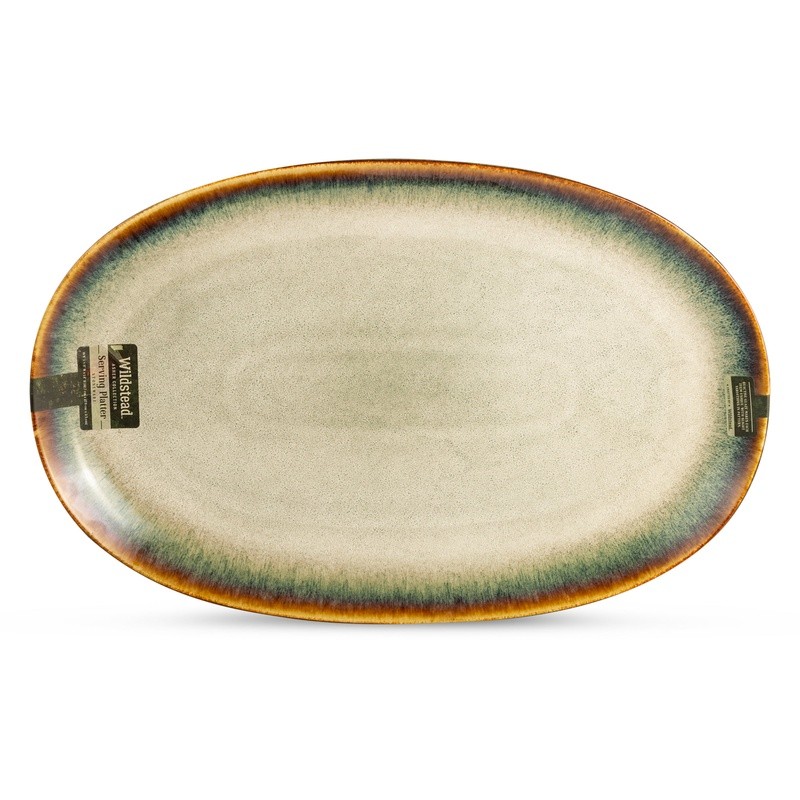 Ceramic Oval Serve Platter Rustic Design Dishwasher Safe Kitchen Serving Tray US