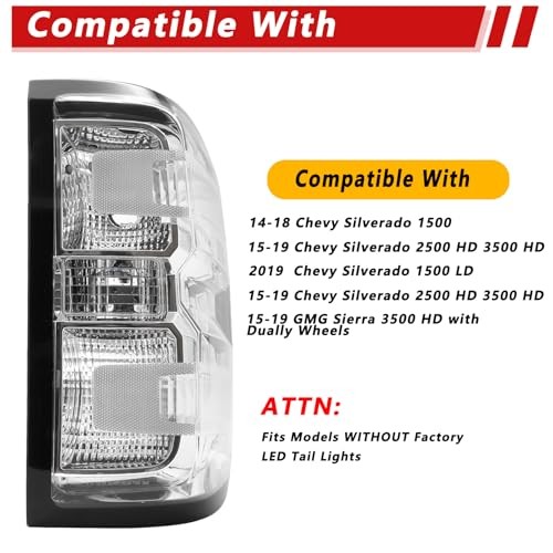 Tail Light Assembly Compatible with 2014-2018 Chevy Silverado 1500/2019