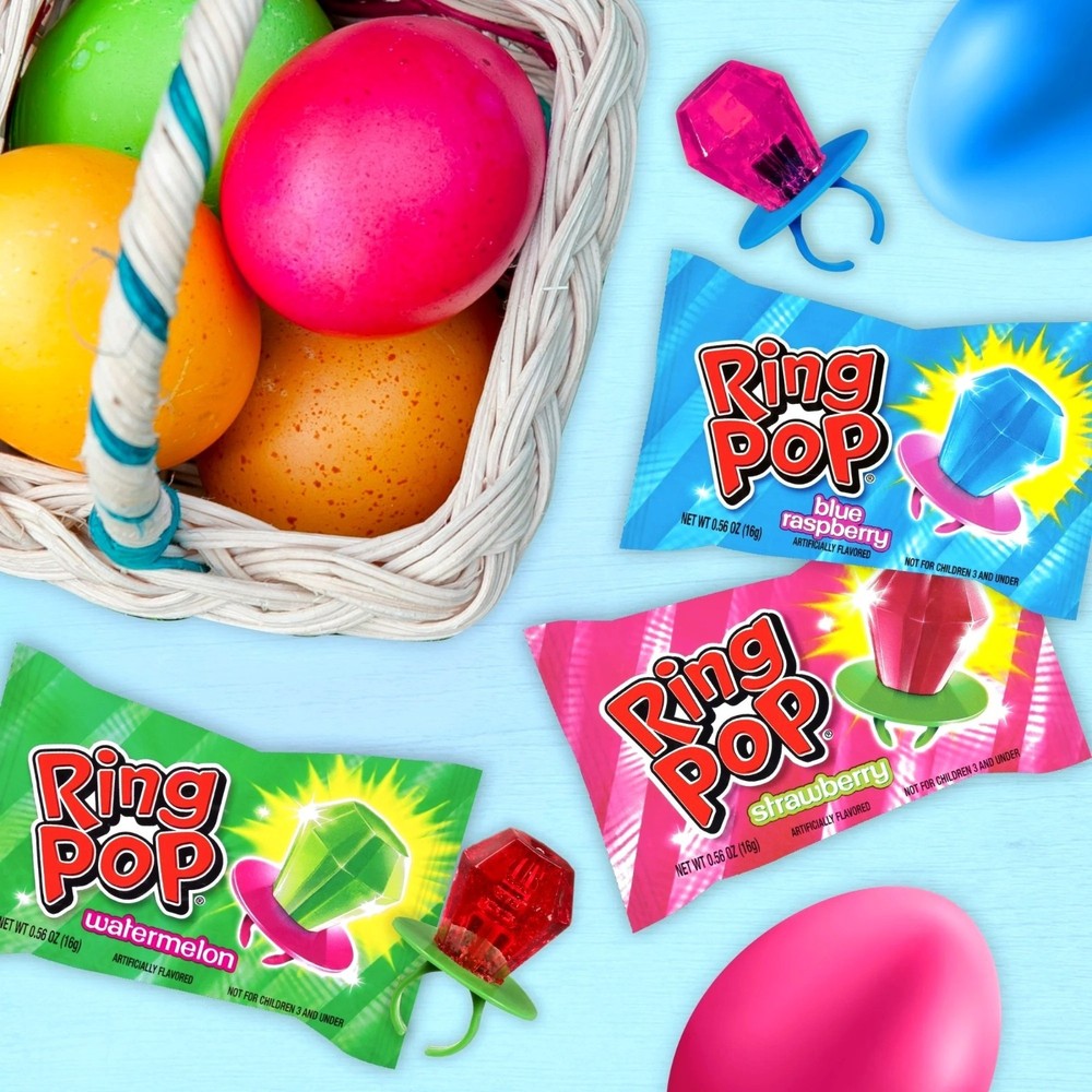 1.0oz/3ct Bag RING POP Easter Candy Lollipops Strawberry +Raspberry +Watermelon