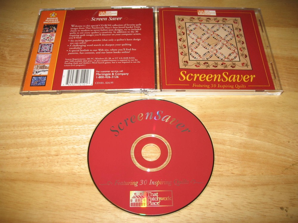 That Patchwork Place Screen Saver Featuring 30 Inspiring Quilts PC CD-ROM Win98