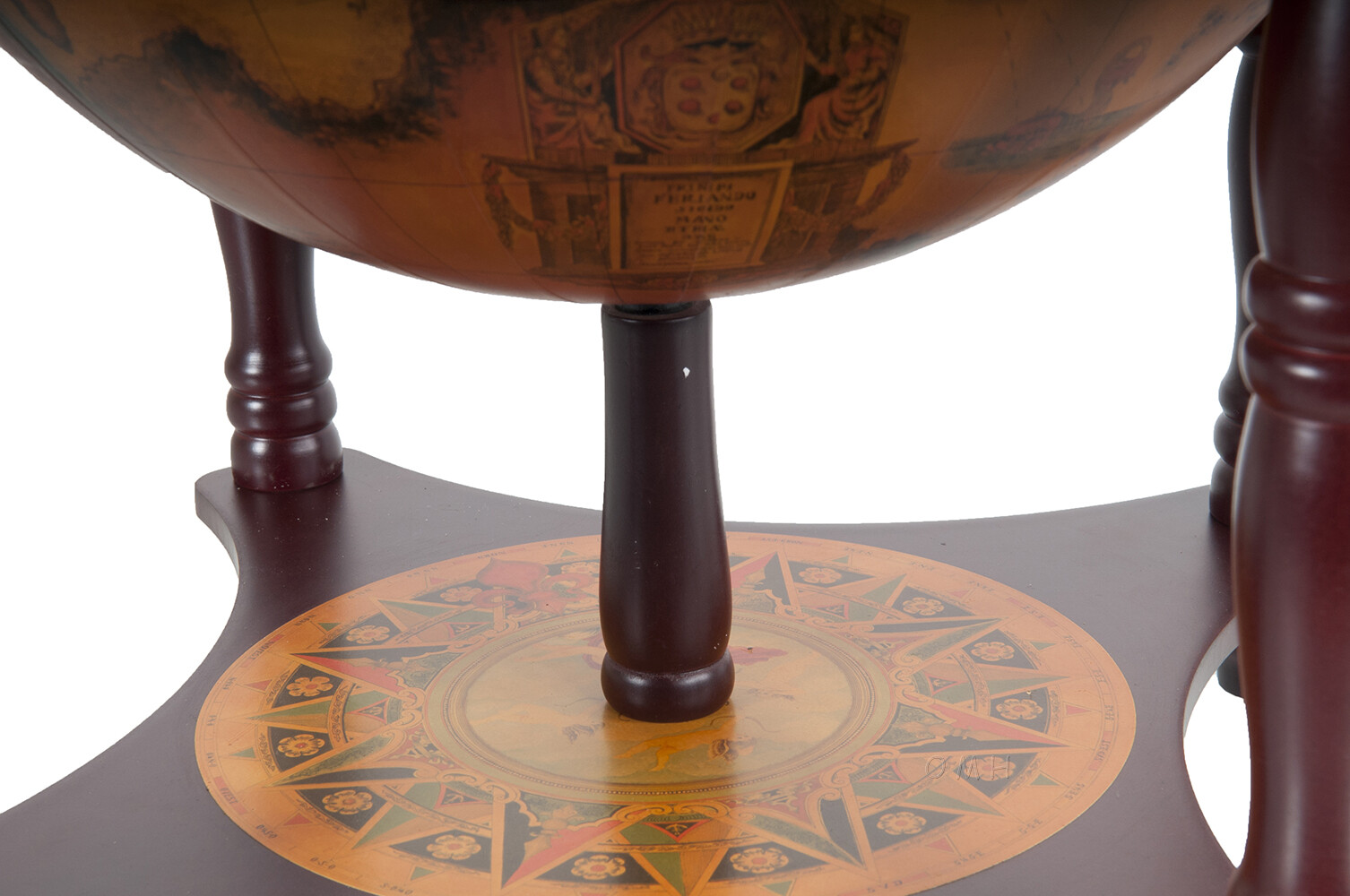 Unique Chess Board w/ Pieces Hidden in Wood Table Top Nautical Old World Globe