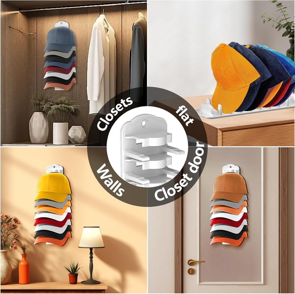 Space-Saving Wall Hat Rack - 2pcs Cap Organizer with No Assembly Required