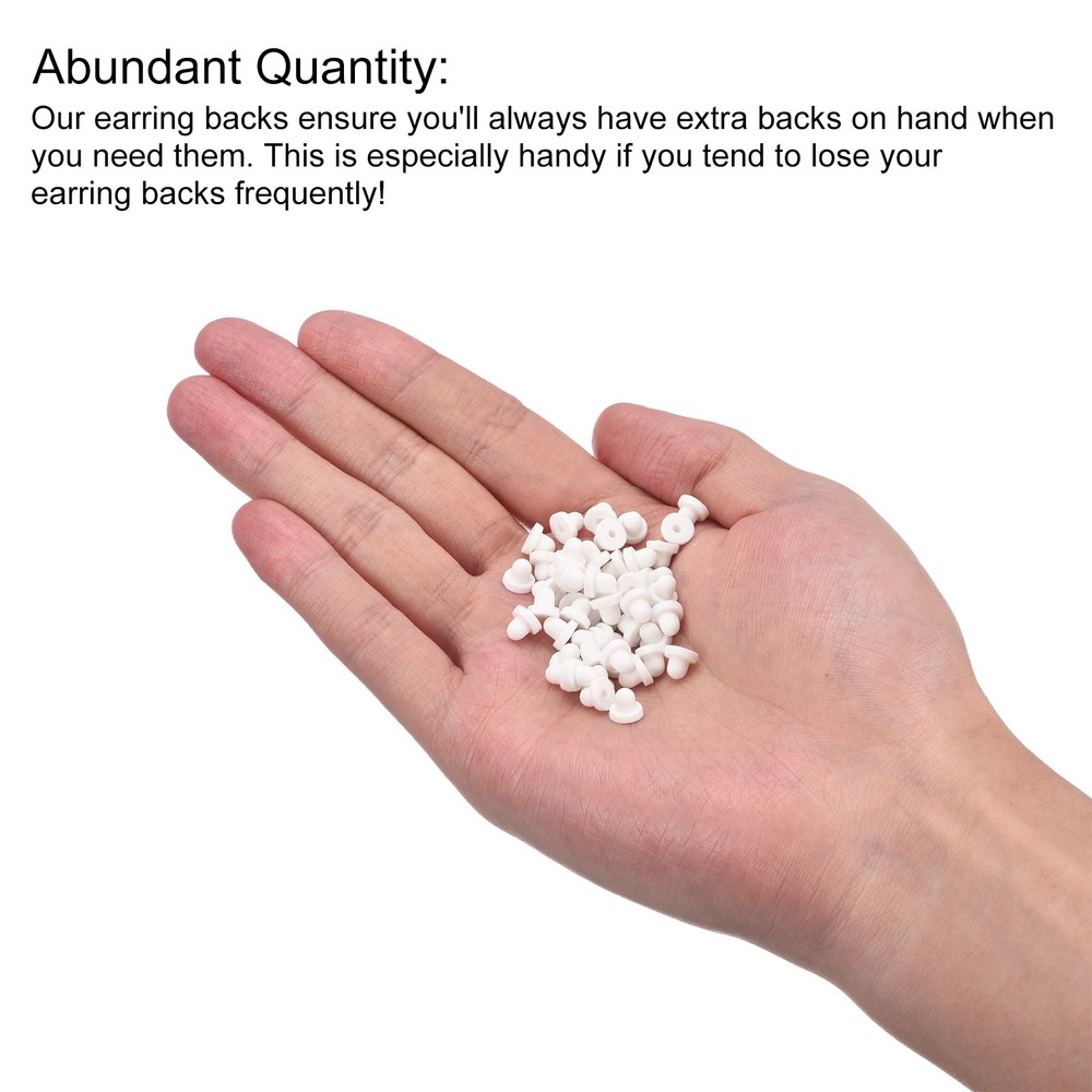 Earring Backs, 100pcs - Silicone Soft Earring Backs for Studs (White,6mm)