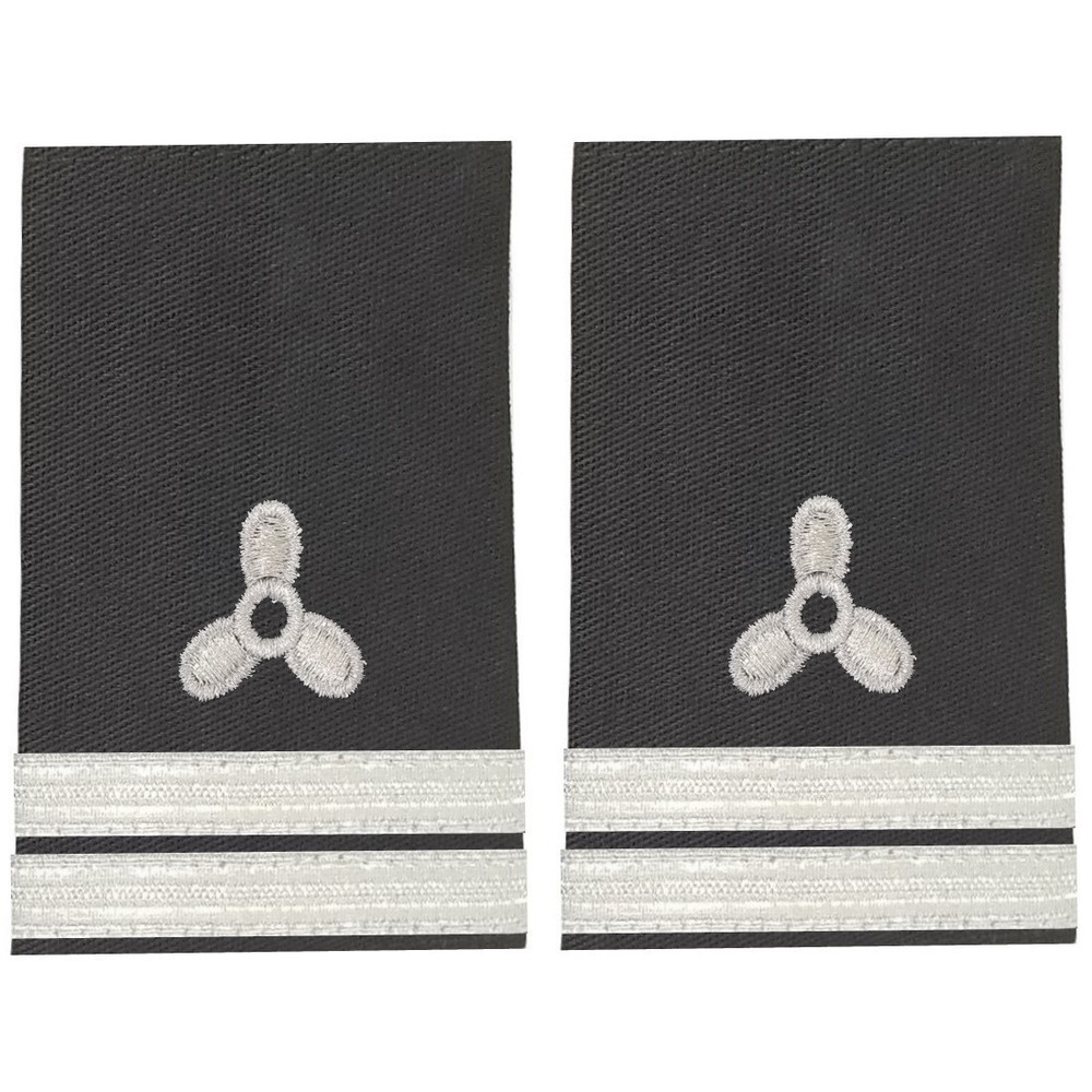 BuyStripes Engineer Uniform Shoulder Board Epaulets Silver Propeller & Two Bars