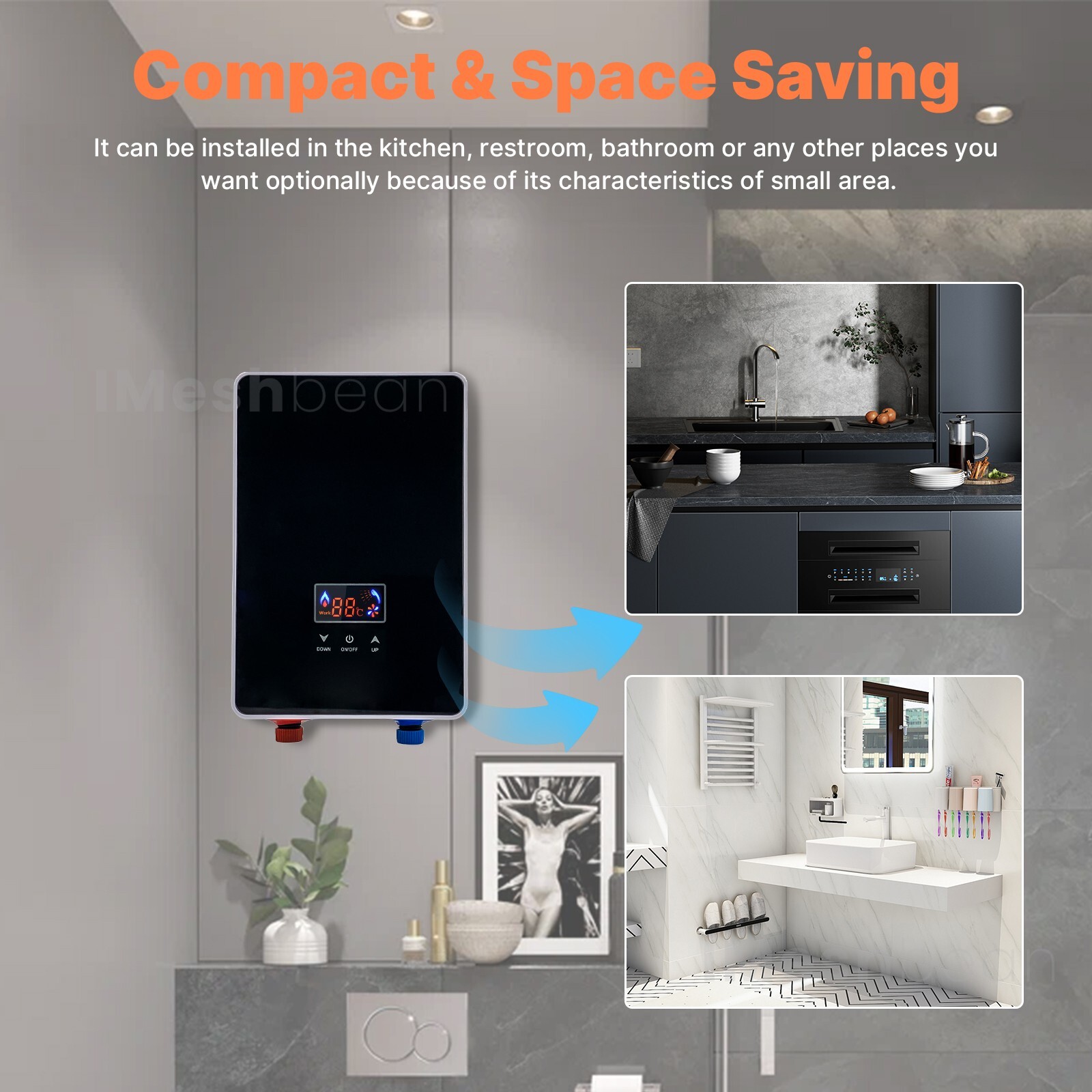 6500W Tankless Electric Hot Water Heater Instant Boiler On Demand Whole House