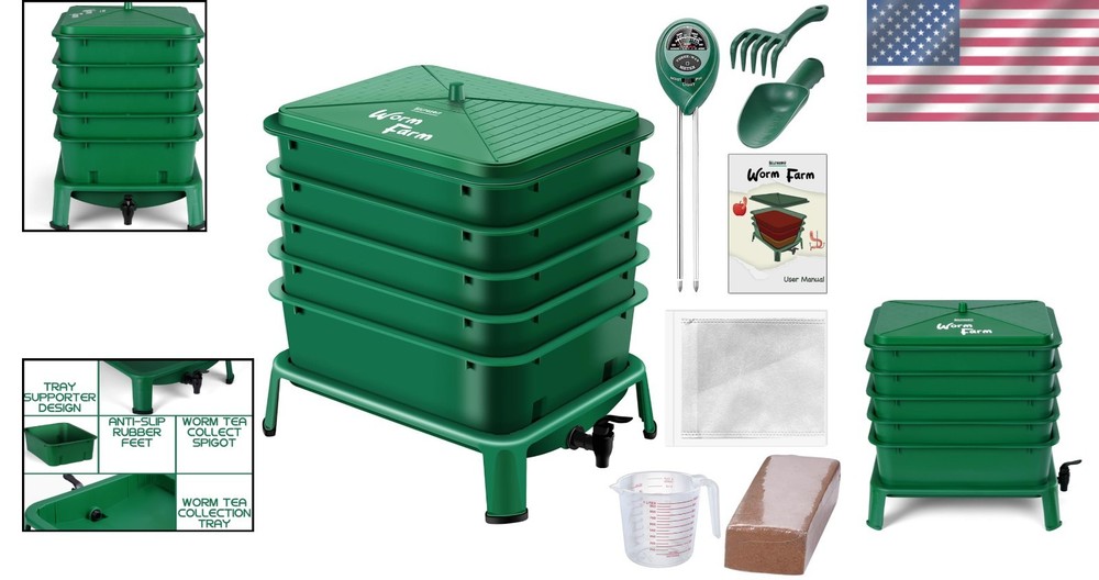 Durable 5-Tray Worm Farm Starter Kit for Efficient Indoor & Outdoor Composting