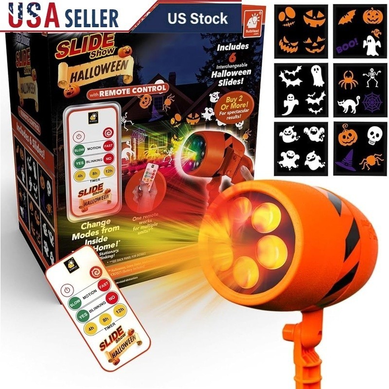 Halloween Projector Remote Control LED Slide Show Animated Decor Easy Setup New