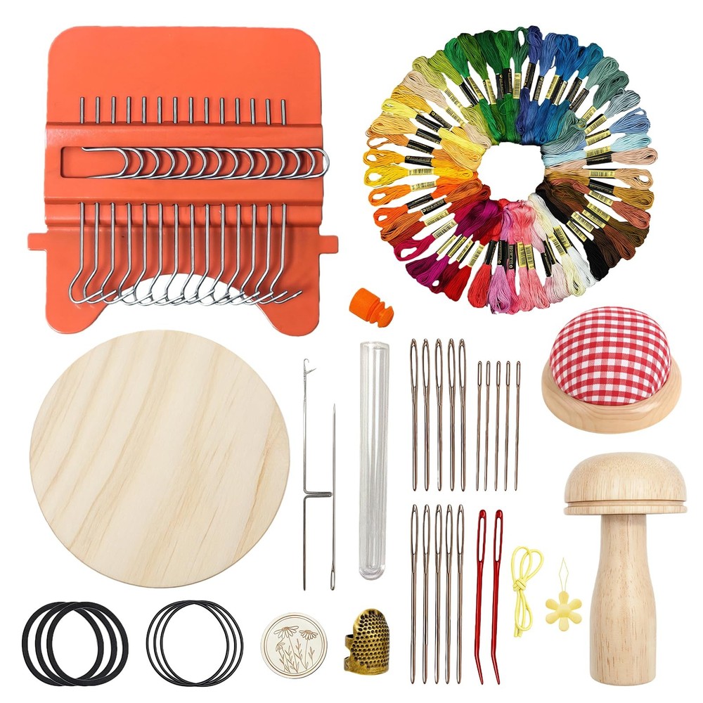 Speedweve Darning Mini Loom Kit with 50 Threads for Quick Clothing Repairs
