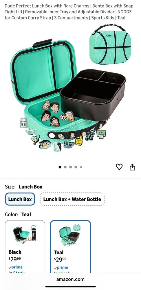 DUDE PERFECT lunchbox - removable inner / adjustable divider / snap tight lid