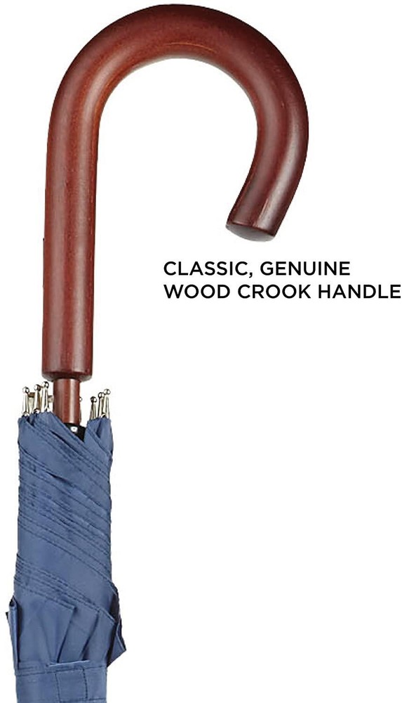 Classic Umbrella Automatic Open Wooden Stick Windproof Folding Rain Black Strong