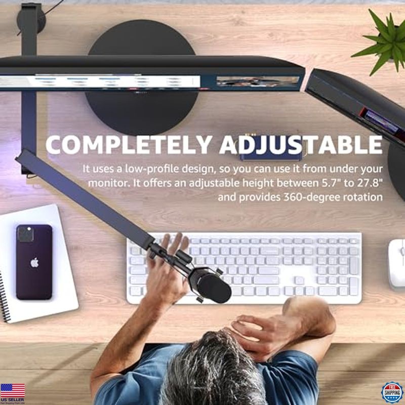 IXTECH Low Profile 360° Swivel Mic Boom Arm - Adjustable Desk Mount & Cable