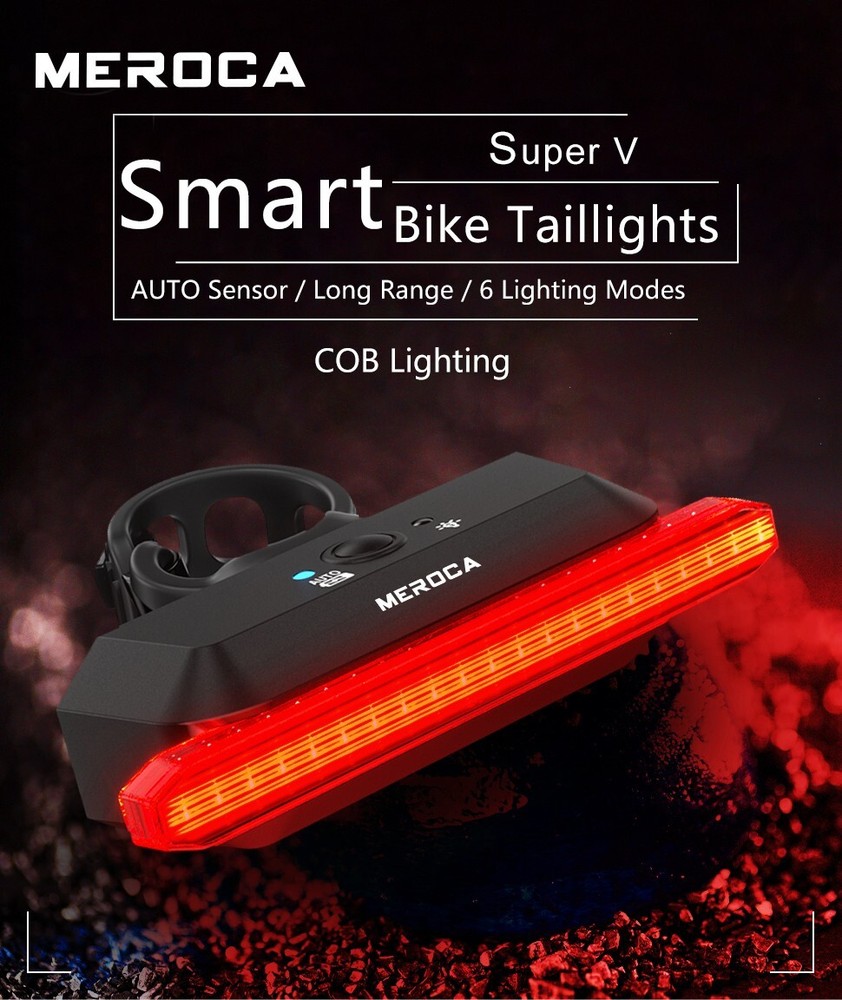 MEROCA Bike Smart Taillight Auto Brake Sensing Rear Light Warning Saddle Light
