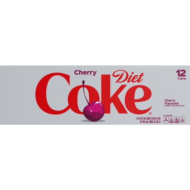 Coca Cola Cherry Diet Soda, 12 Pack of 12 fl oz Cans Coke
