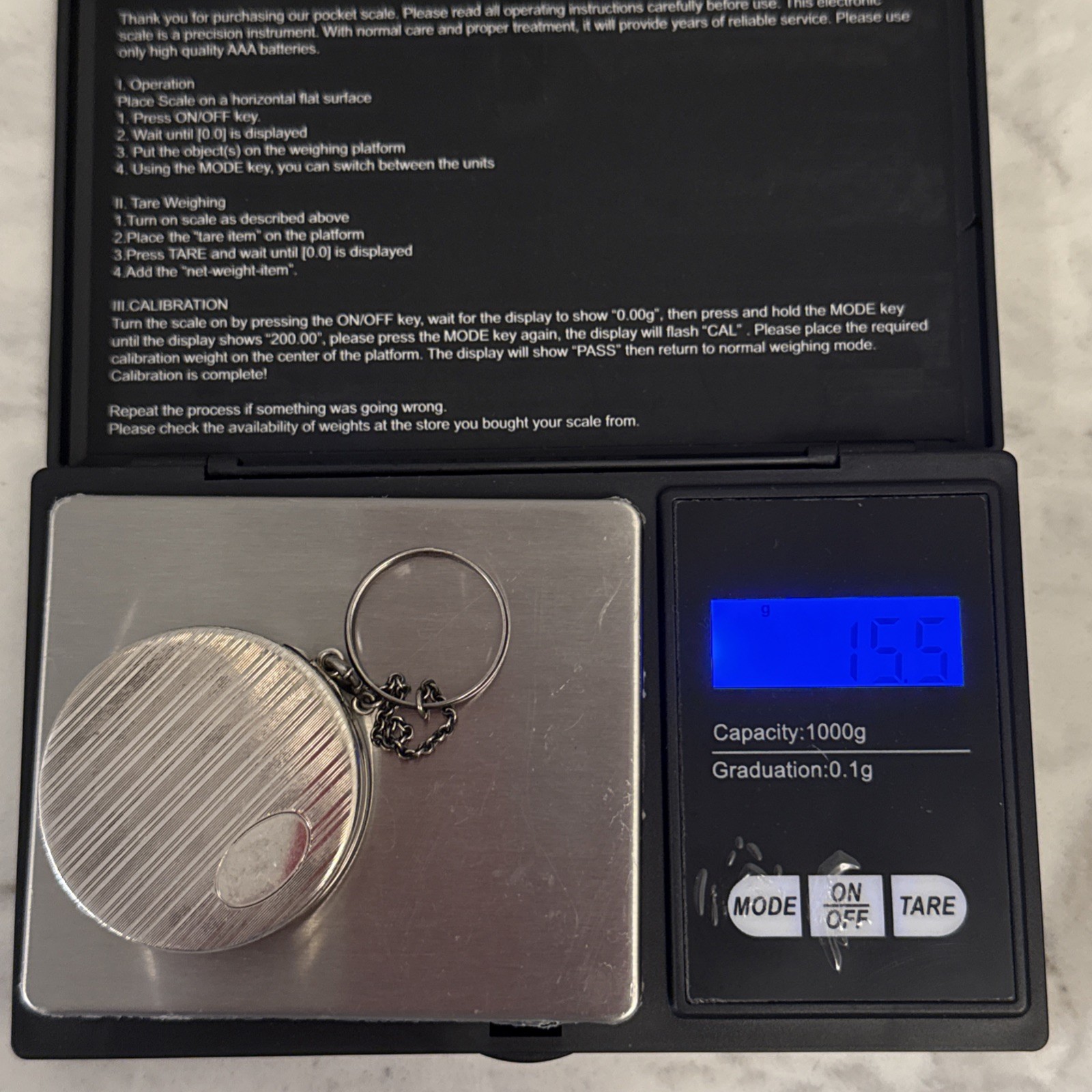 Vintage Sterling Silver Pill Box Keychain 15.5 Grams Palm Beach Estate Find Nice