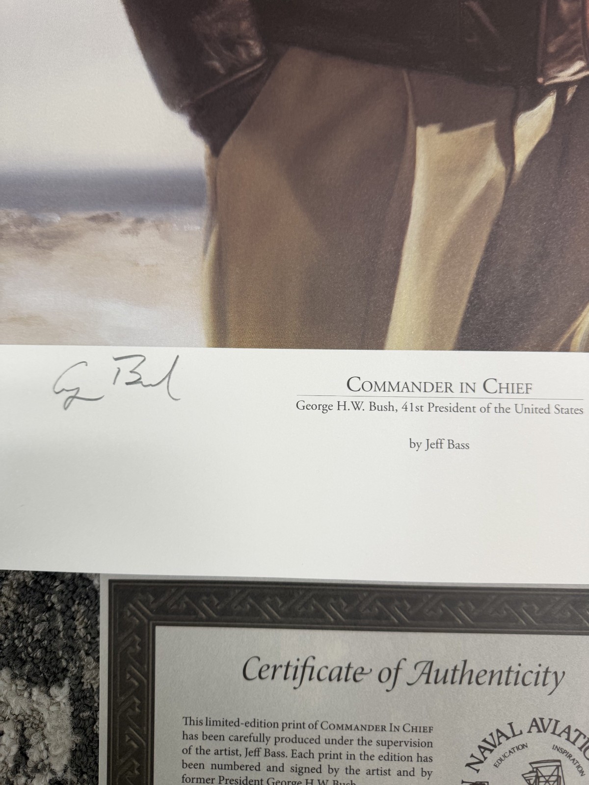 George W. H. Bush Signed "Commander in Chief Lithograph COA 18x24