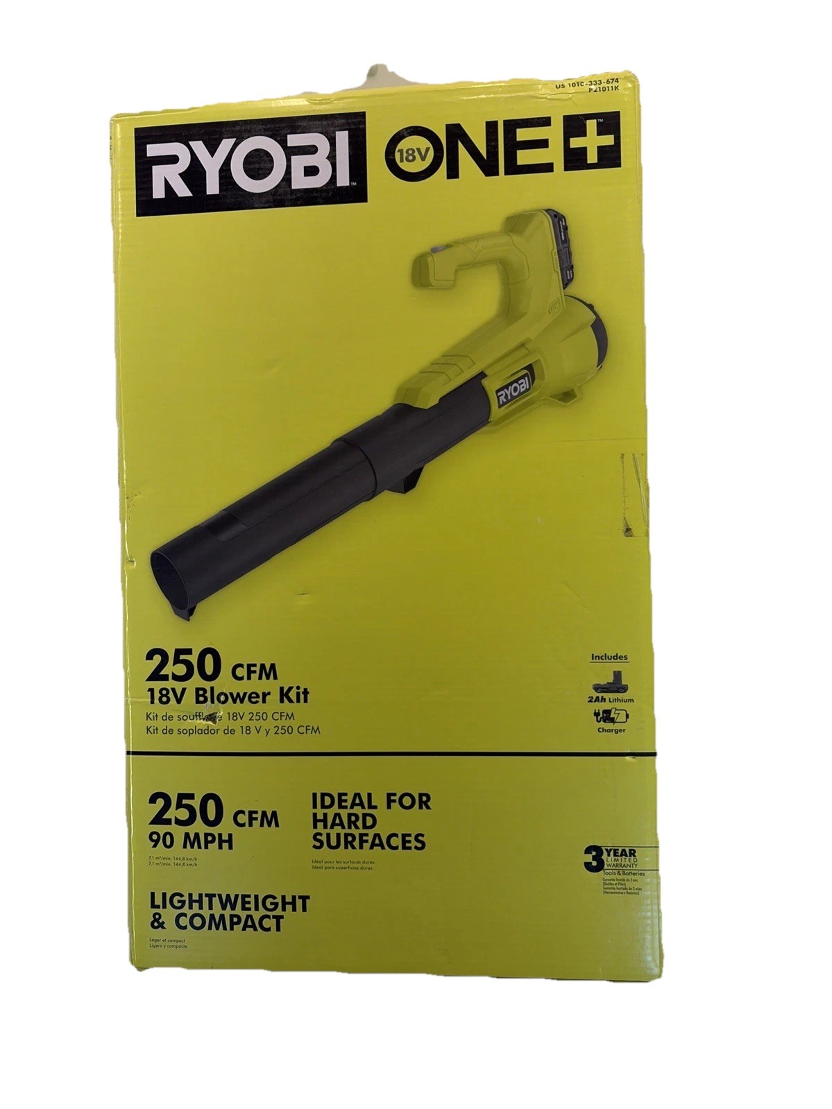 RYOBI ONE+ 18V 250 CFM Blower Kit 2Ah Battery & Charger P21011K