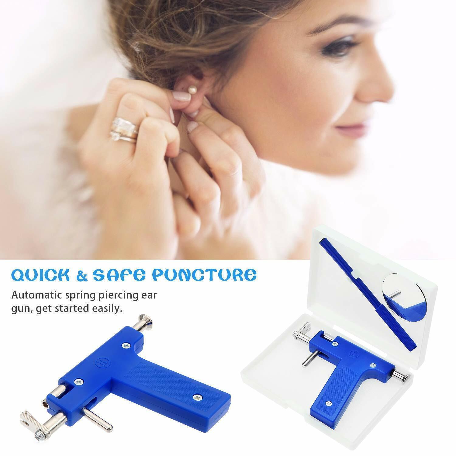Professional DIY Ear Piercing Gun Body Nose Navel Tool Kit Jewelry with 98 Studs