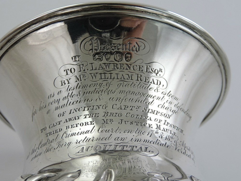 SHIP SINKING JURY ACQUITTAL presentation SILVER GOBLET, 1838 OLD BAILEY TRIAL
