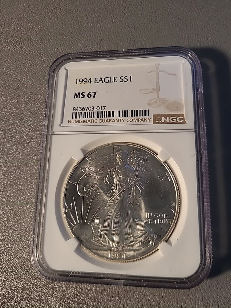 1994 $1 Silver American Eagle--NGC UNC MS67