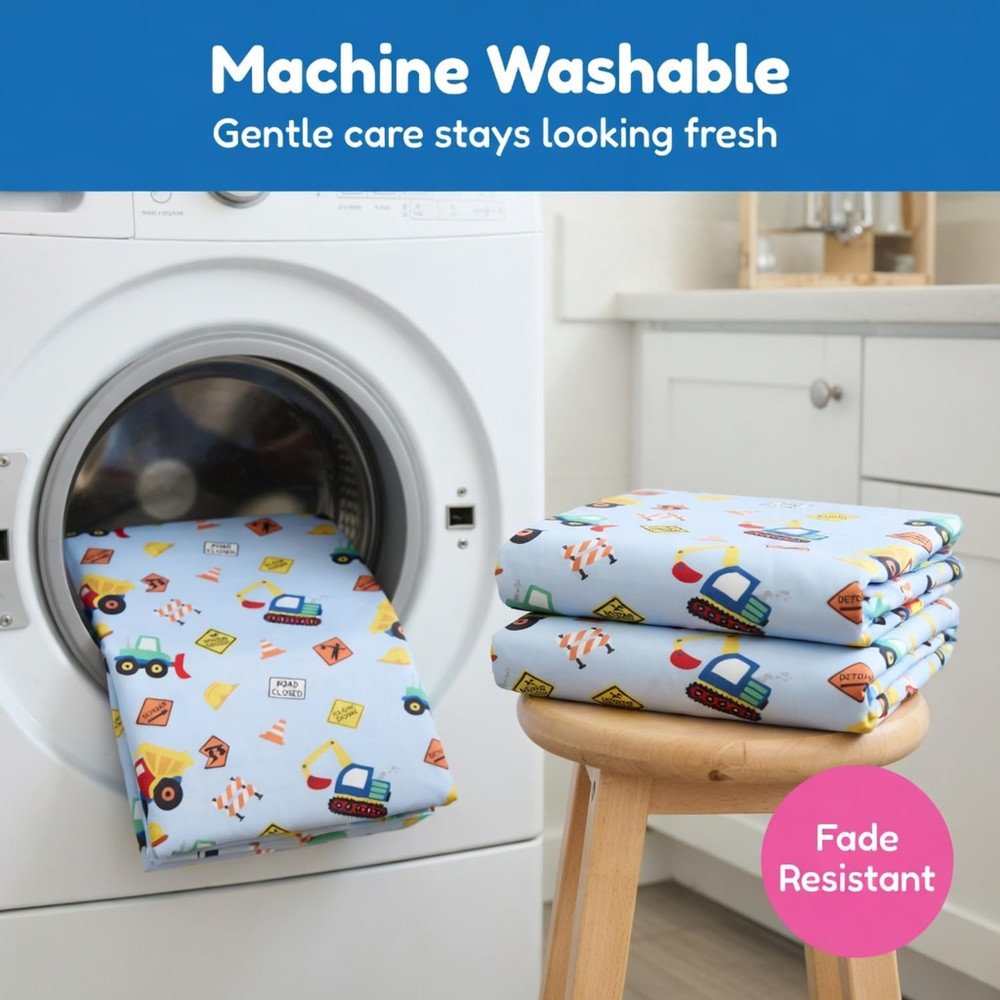 Baby Boy Fitted Crib Sheet, under Construction, 100% Soft Breathable Microfiber