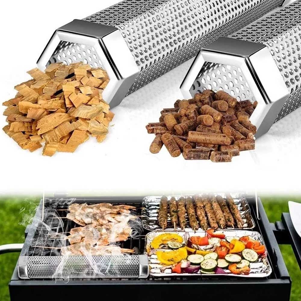 12in BBQ Smoker Tube for Wood Pellets – Stainless Steel Grill Smoke Box for Meat