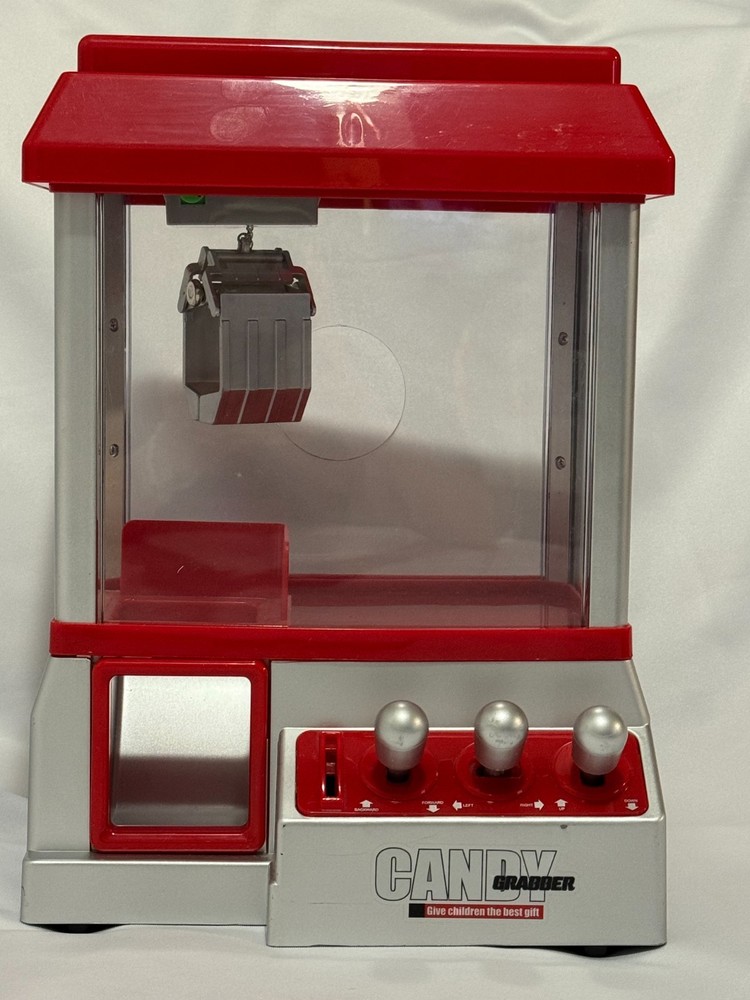 Candy Grabber Mini Claw Machine Arcade Toy – Red/Silver – Tested & Works