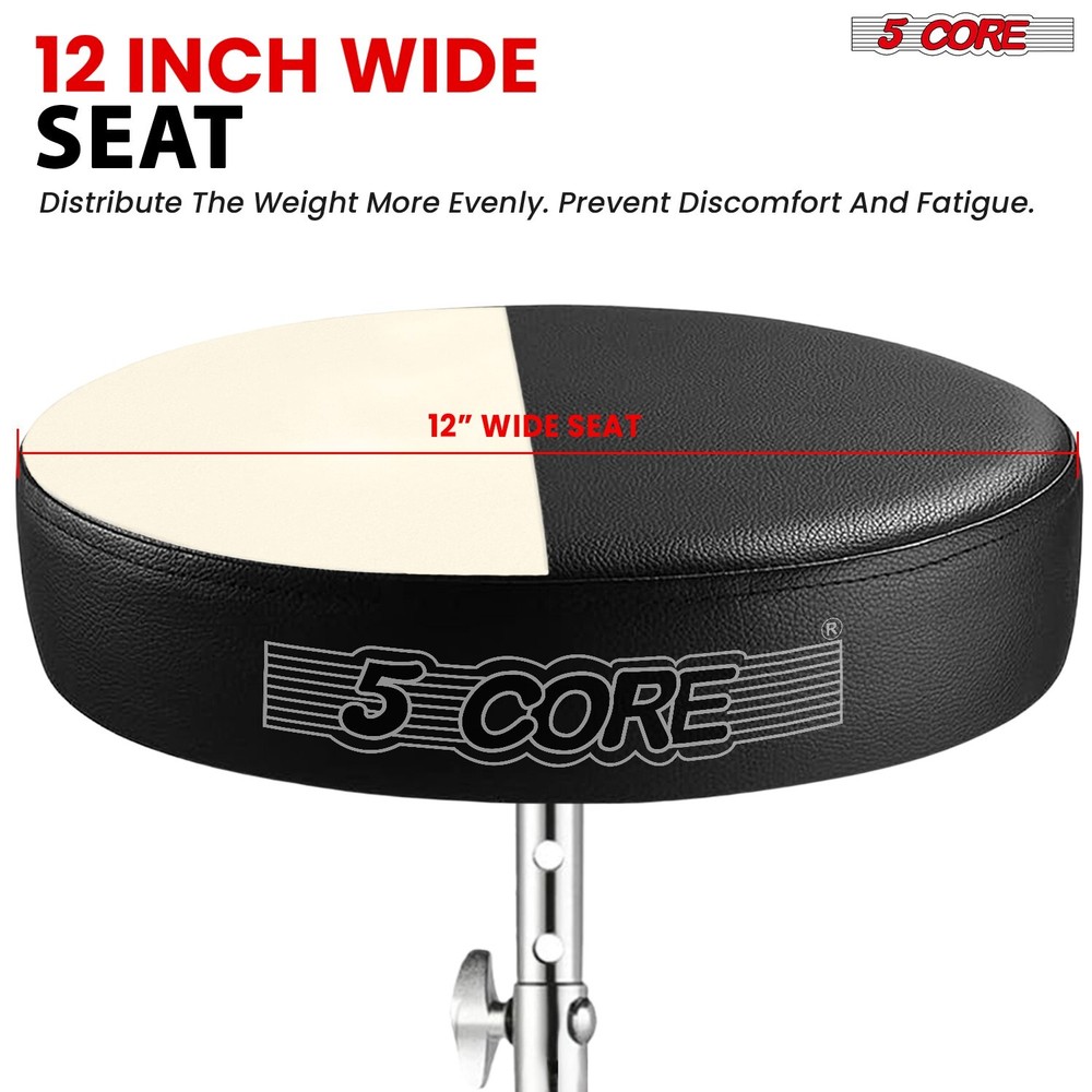 5Core Drum Throne + Drummer Practice Pad Combo Kit Height Adjustable Padded Seat