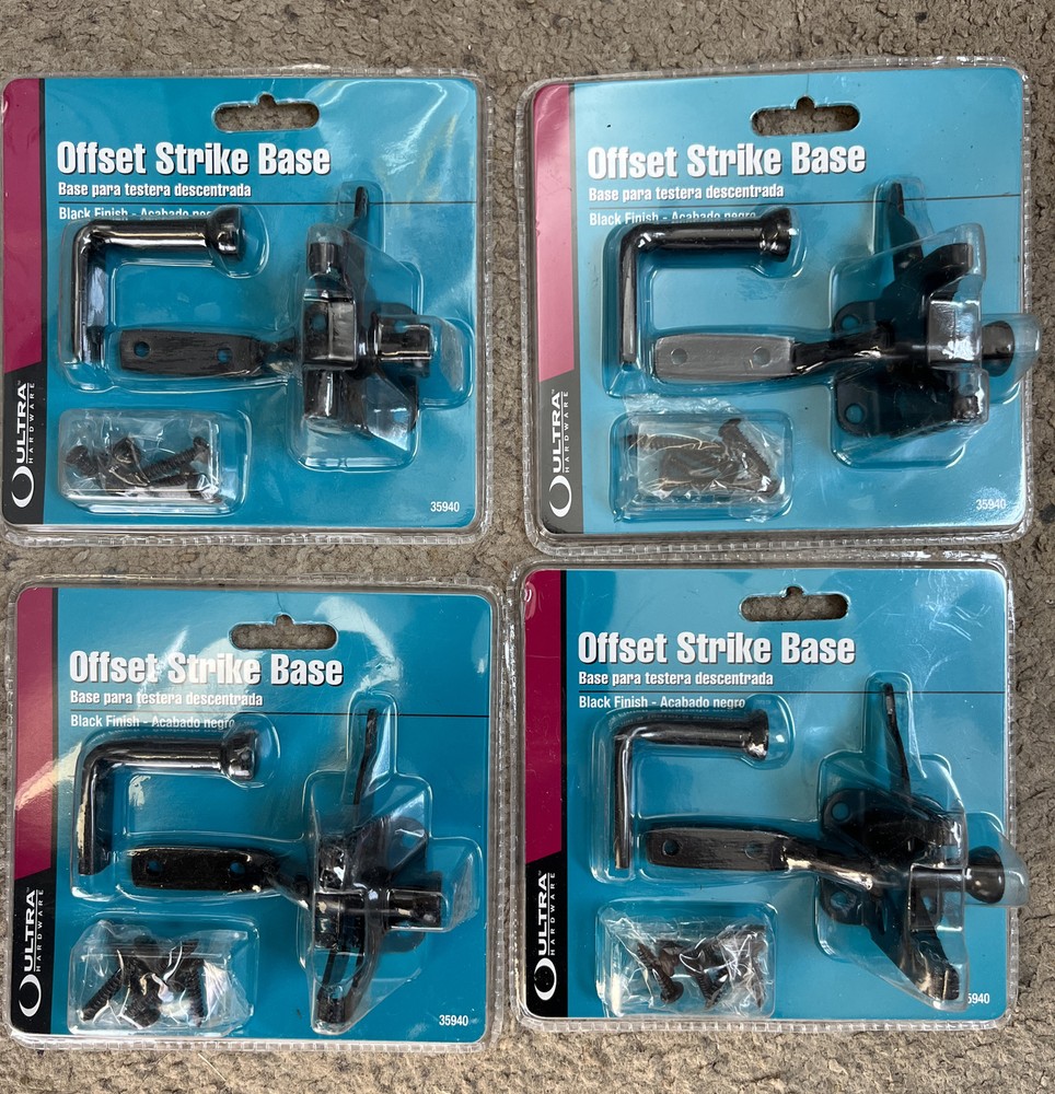 Ultra Hardware 35940 Offset Strike Base, Black (4PK)