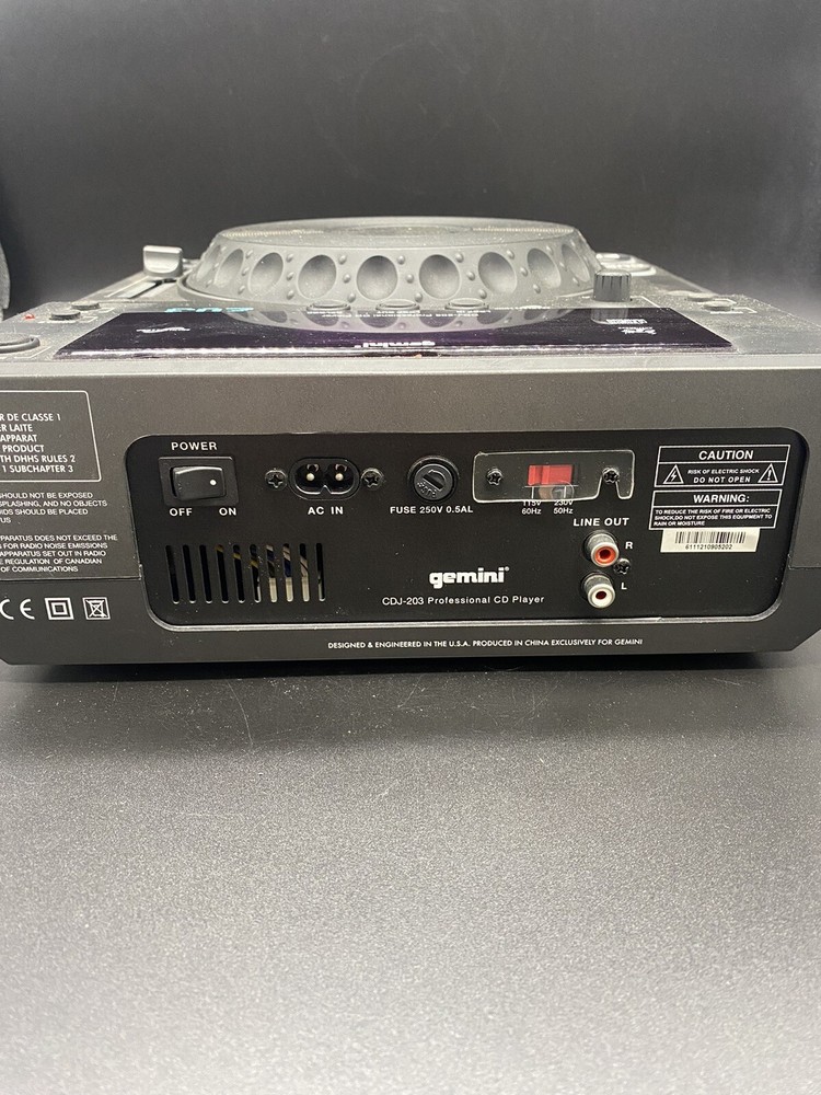 Gemini CDJ-203 Professional CD Player -UNTESTED- No Power Cord