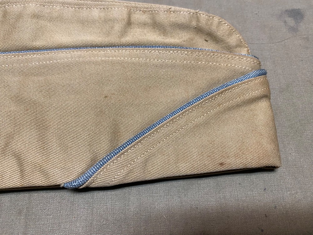 ORIGINAL WWII US ARMY INFANTRY SUMMER KHAKI OVERSEAS GARRISON HAT CAP-MEDIUM