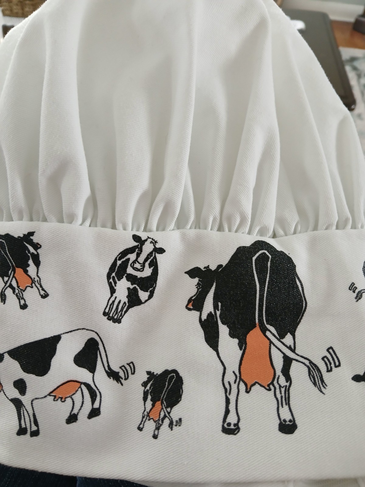 White Chef Hat with Cow Print Used Kitchen Costume Cap Adult