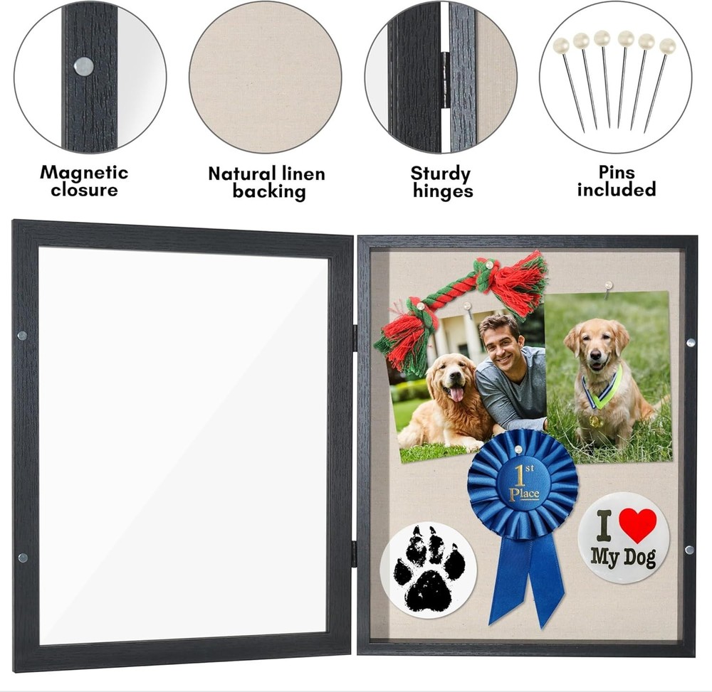 Stylish 11x14 Shadow Box Display Case with Front Opening & Secure Closure, Black