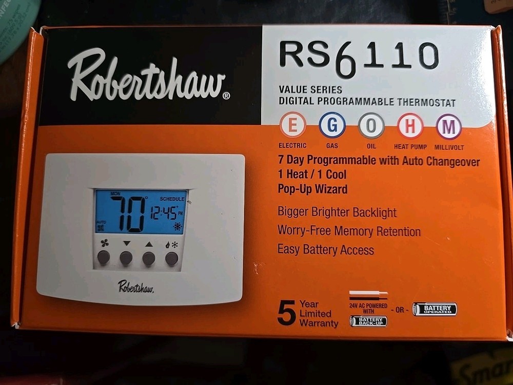 Robertshaw Digital Programmable Thermostat RS6110